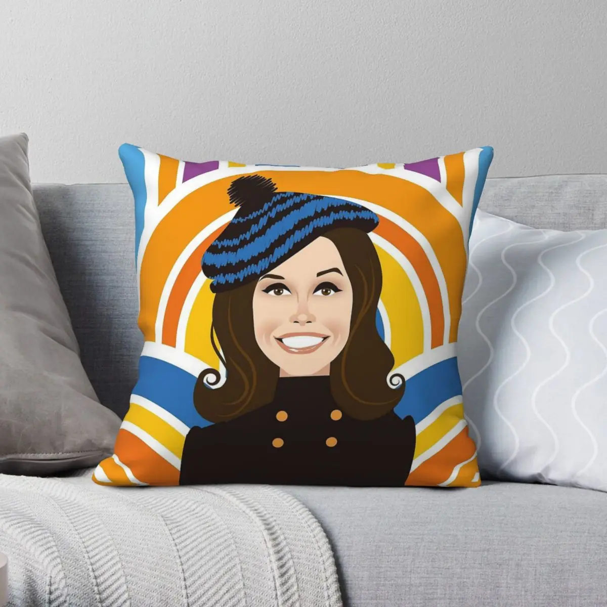 Mary Tyler Moore Square Pillowcase Polyester Linen Velvet Printed Zip Decor Pillow Case Car Cushion Cover