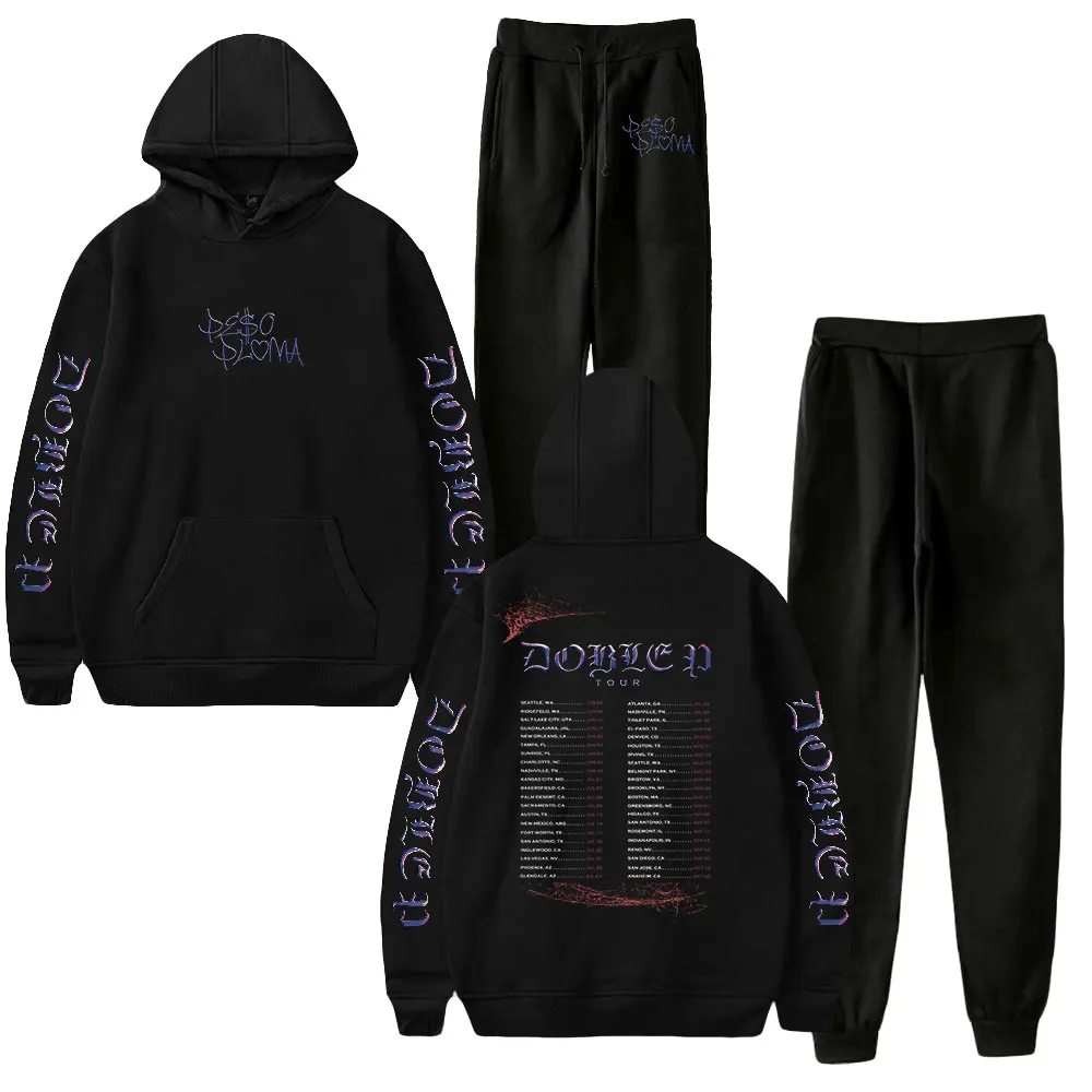 

Peso Pluma Spider Merch 2023 Doble P Tour Hoodie Jogger Pants Fashion Two Piece Set Sweatshirts+Sweatpants Women Men's Set