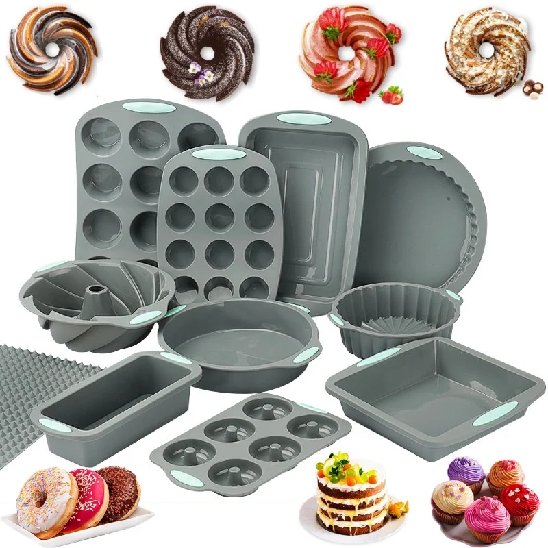 Bread Muffin Mold Silicone Bakeware Set Kitchen Non-Stick Oven Baking Pans Cupcake Cookies Donut Baking Sheet Pizza Silicone Pan