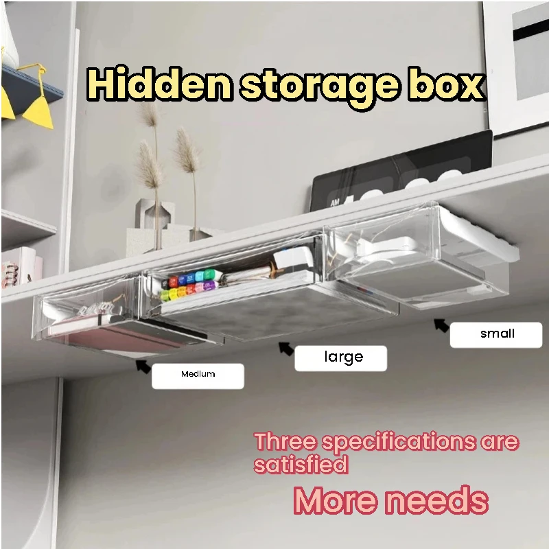 Space Saving Under Desk Drawer Organizer Self Adhesive Heavy Duty 10Lb Load Bearing For A4 Paper Stationery
