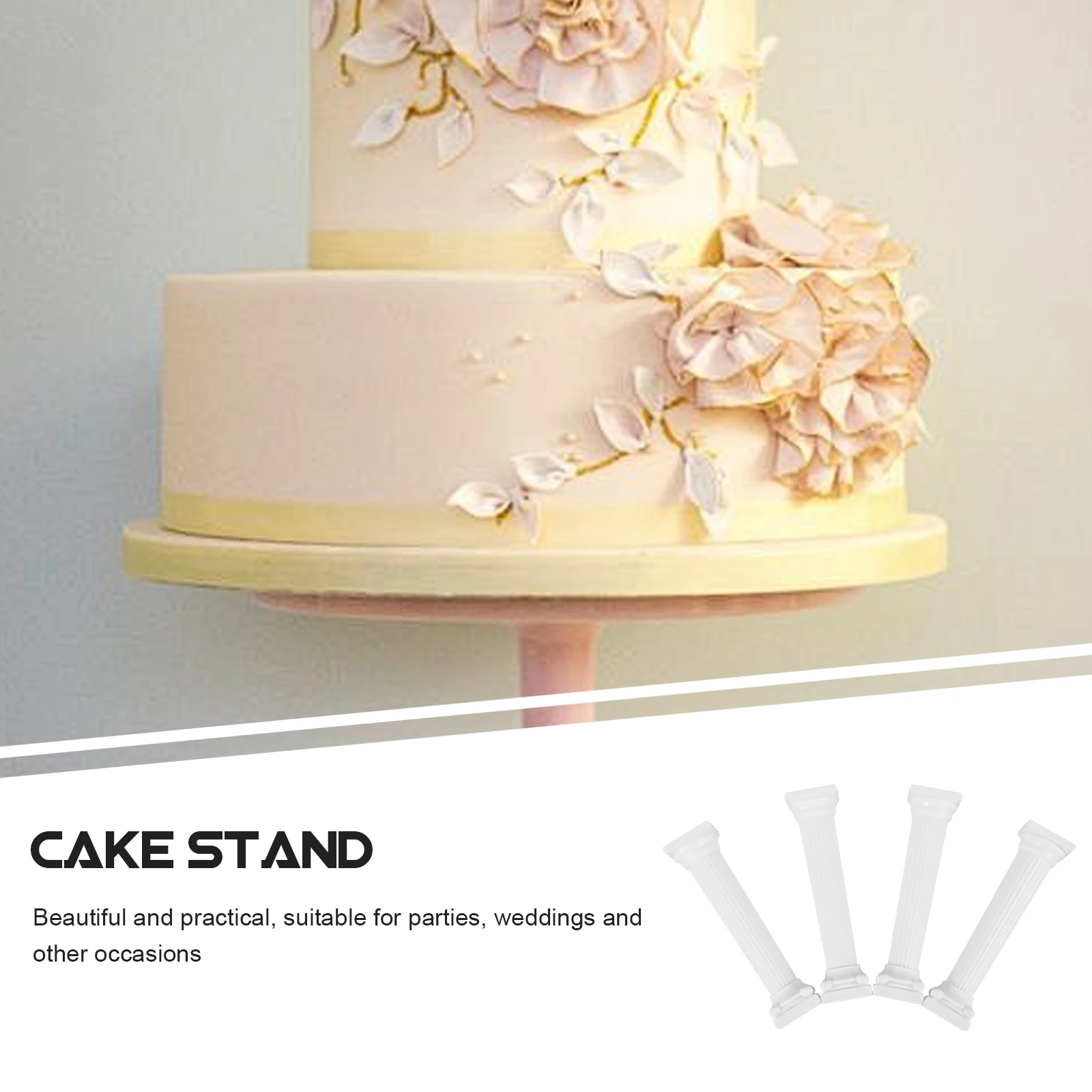 

4pcs Cake Support Rods Roman Column Pillars For Tiered Cakes Wedding Birthday Decor Cake Display Stand Rustic Table Decor Diy