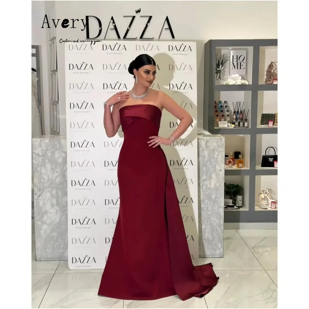 Avery personalizado rojo A-line fuera del hombro sin mangas vestidos de noche elegantes para mujer vestidos de fiesta elegantes de lujo 2025 vestido de graduación