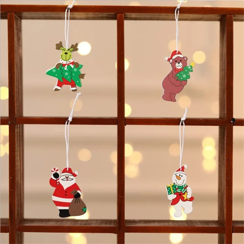 

12 Pieces Wooden Colorful Small Pendant Christmas Gifts