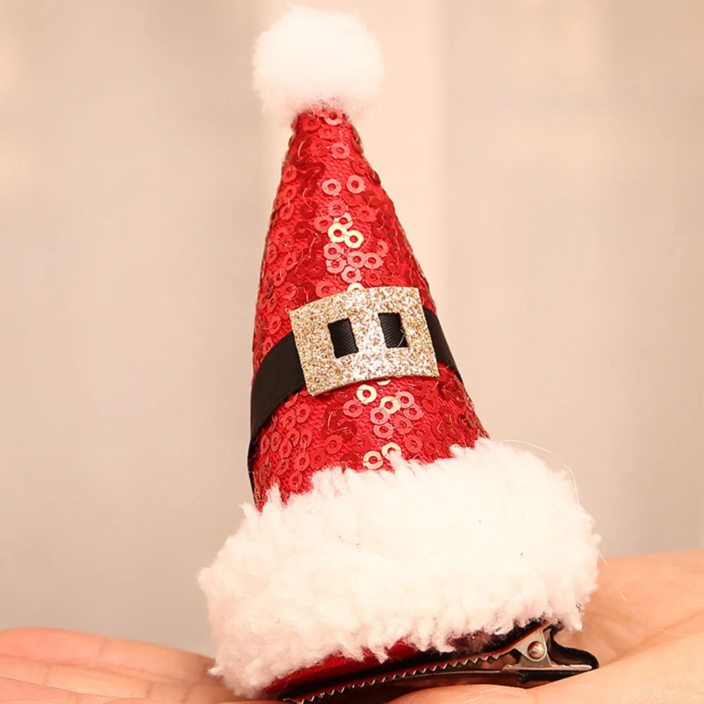 

3Pcs Red Santa Hat Hair Clips Sequin Hairpins Christmas Party Alligator Clip Hair Accessories Christmas Hairpins