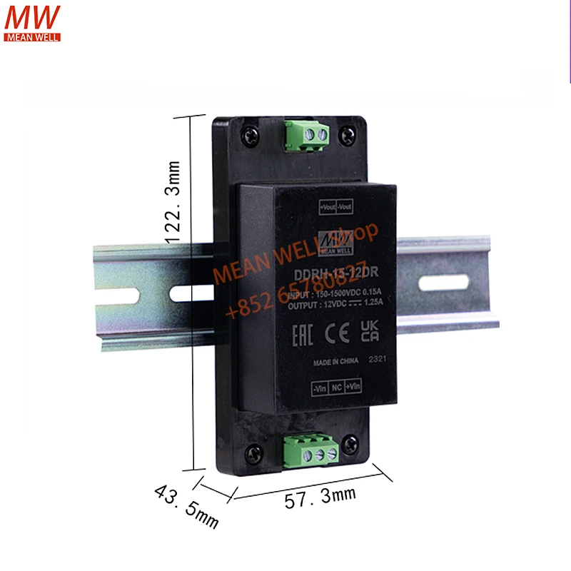 MEAN WELL Switching Power Supply 15W High Reliable 150~1500Vdc Ultra Wide Input DC-DC Converter DDRH-15-05DR 12 24  DR P ST