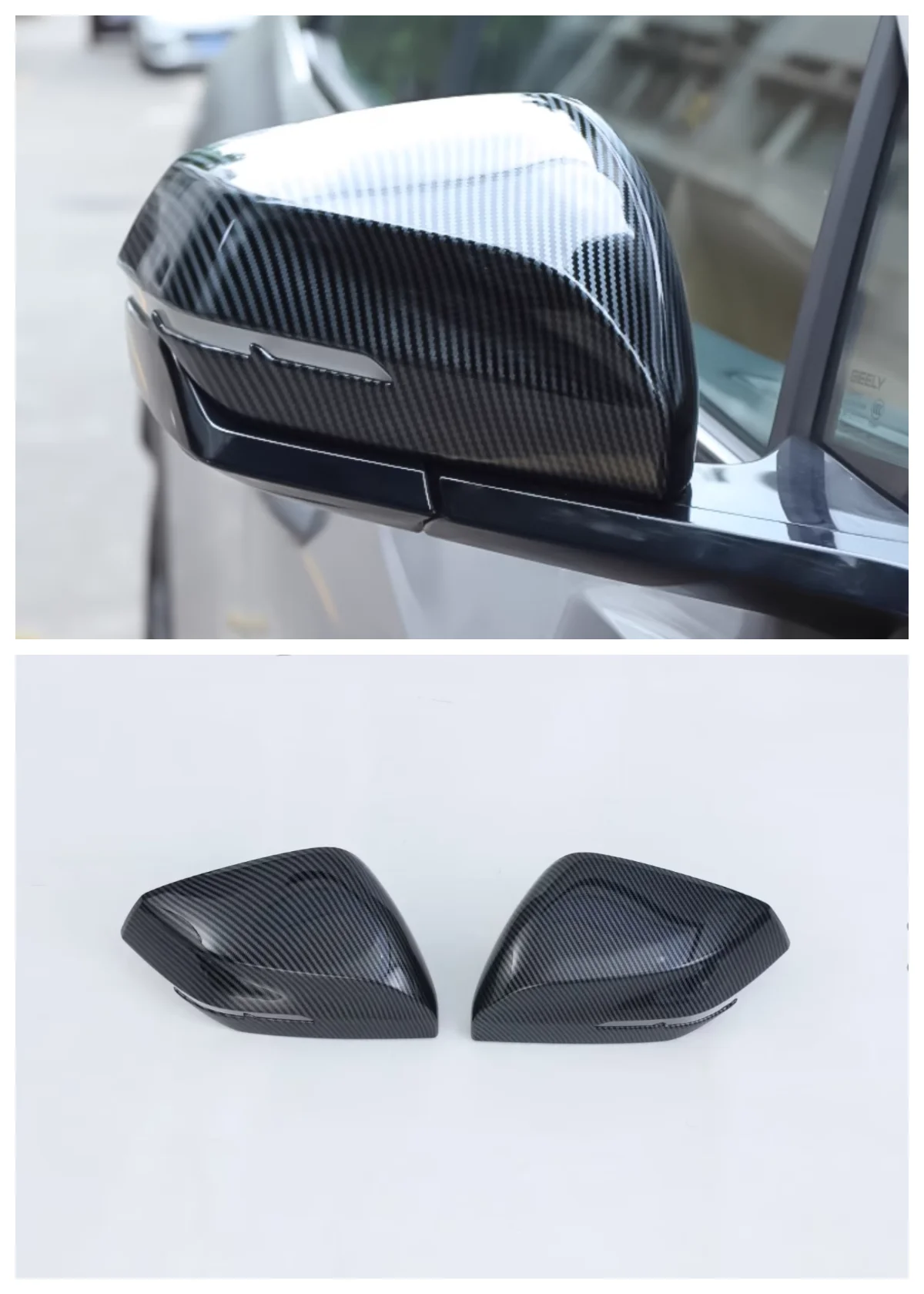 

Suitable for 2023 Geely Galaxy L7 rearview mirror cover rearview mirror rain eyebrow ABS Parts carbon fibre silvery Bright black