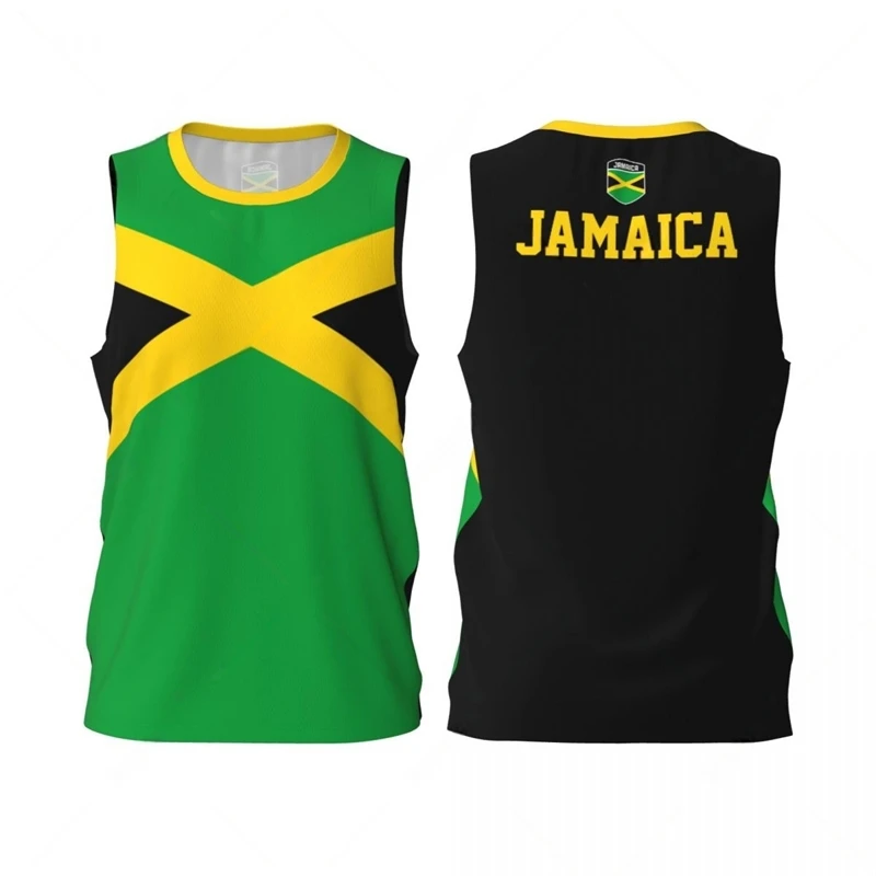 Jamaica Flag Graphic Tank Tops Simple Fashion Men Women 3D Printed Basketball Jersey Tees Loose Sports Sleeveless T Shirts Vest