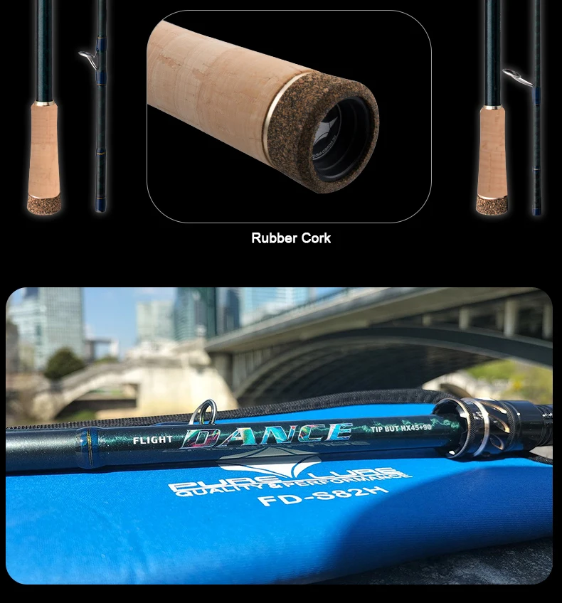 PURELURE DANCE S822H ML H Spinnrute für Bass High Carbon Long Throwing Angelrute im FUJI-Zubehör, Plus Spinnrolle – Detail 18