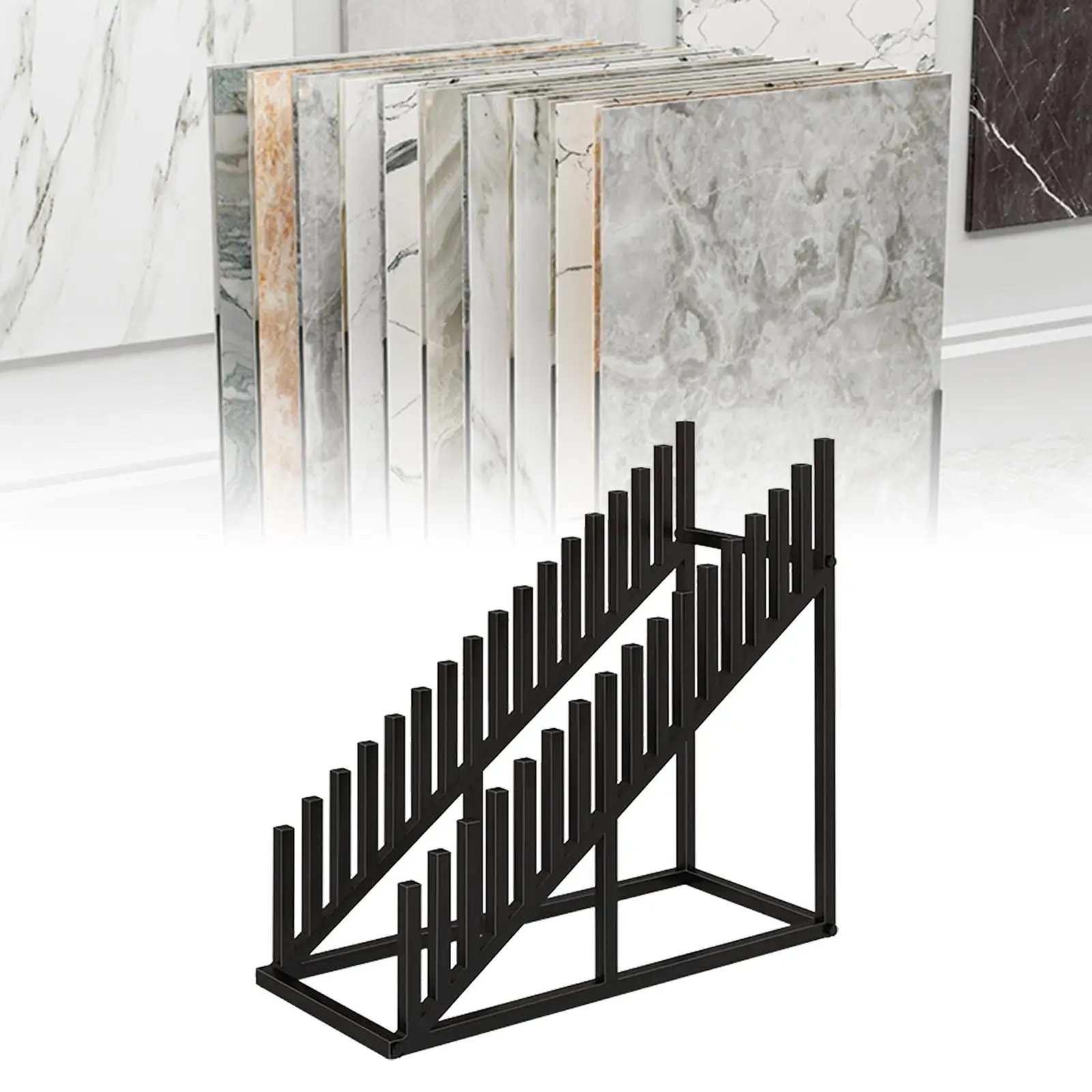 Metal Tile Display Rack Triangular Structure Freestanding Tile Sample Holder