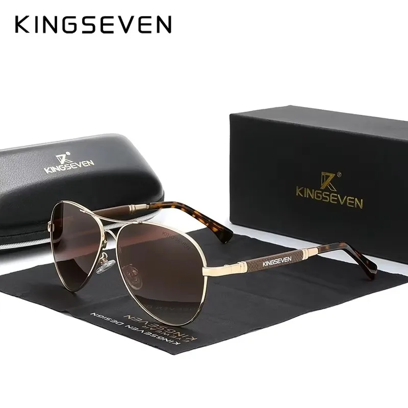 KINGSEVEN 2023 New Trend Quality Titanium Alloy Men's Sunglasses Polarized Sun glasses Women Pilot Mirror Eyewear Oculos de sol