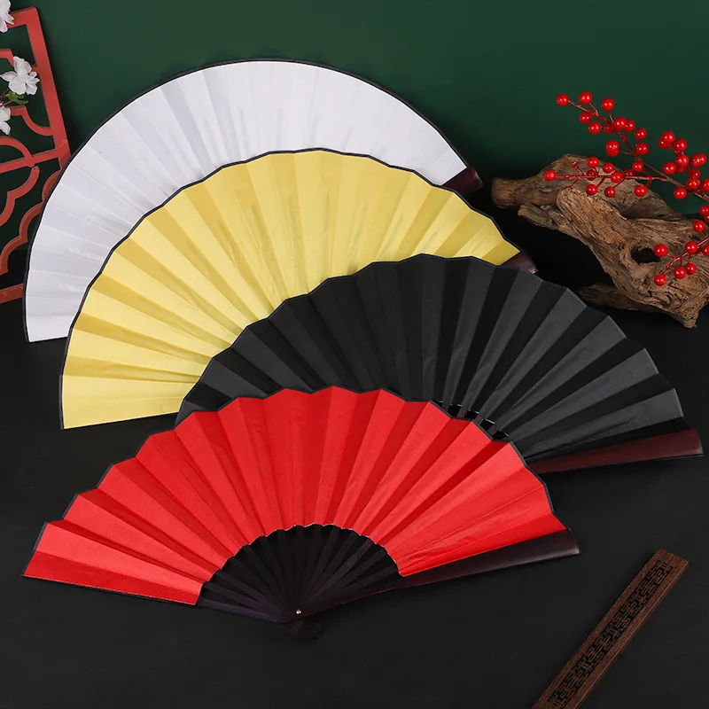 33cm/13ich Large Silk Fan Chinese Japanese Style Folding Home Decoration Craft Gift Wedding Party Dance Hand Fan Gift Souvenir