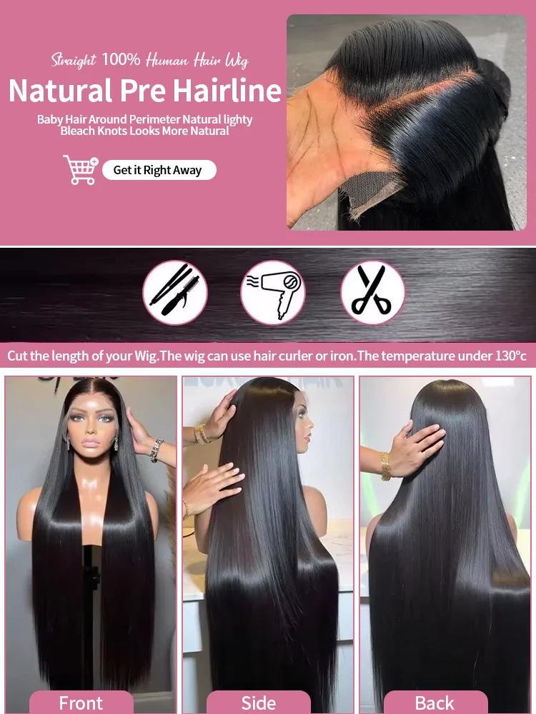 300% الكثافة 40 46 بوصة 13x4 13x6 العظام مستقيم HD الدانتيل الشفاف أمامي خصلات الشعر المستعار الإنسان قبل قطعها البرازيلي الدانتيل الجبهة الباروكات #4