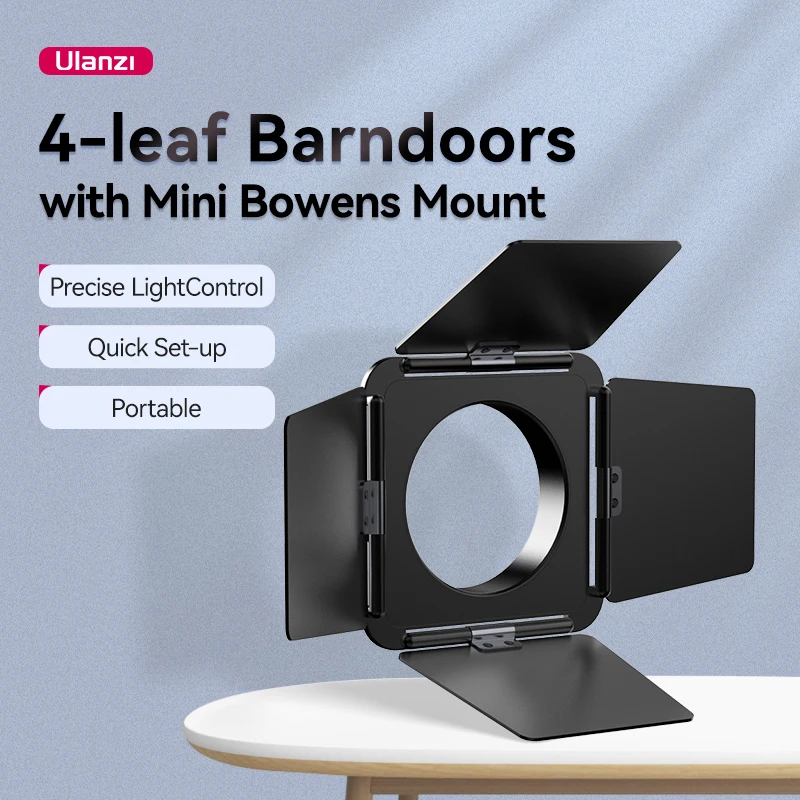 Ulanzi أربعة شفرة حاجز الضوء مع بونز صغيرة جبل حربة ، LT028 ، 40 واط COB LED