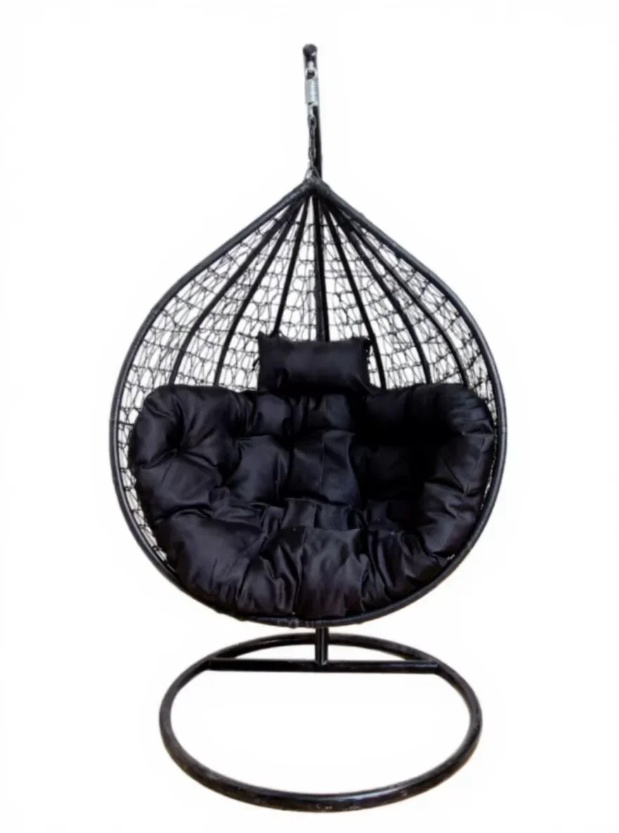 Indoor/Outdoor Use Living Room Bedroom Balcony Modern Woven Hanging Egg Chair Swing Stand Metal Frame 150kg Load Capacity