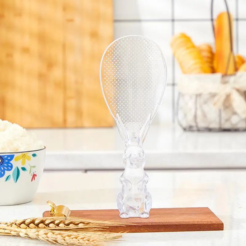

Rice Spatula Transparent Bunny Scooper Flat Standing Kitchen Rice Spoon For Salad Stirring Scooping Mixing Soup Buffet Serving