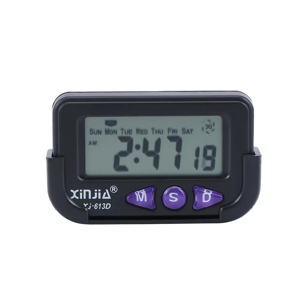 Fashion Car Time Pocket Sized Black Date Digital Electronic Alarm Clock Stopwatch Automotive