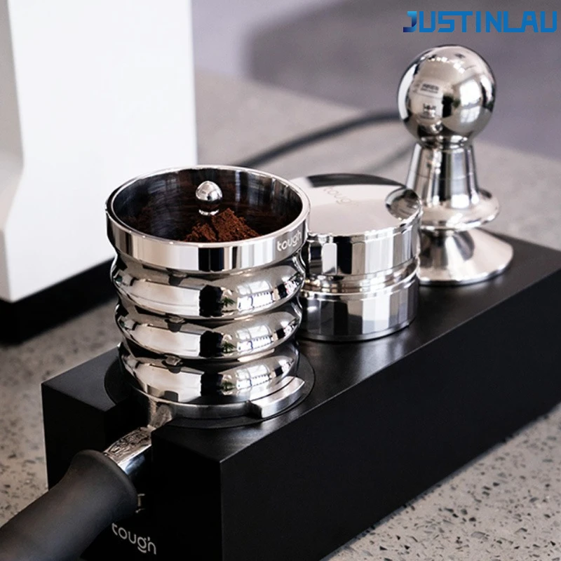 JUSTINLAU 58mm Coffee Dosing Cup Tamper Set Stainless Steel Anti-Flying Powder Receiver Universal Espresso Accessory for Home