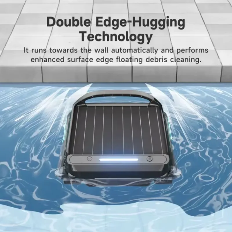 STROVAN F1 Cordless Solar Pool Skimmer, Dual Operating Modes, With Obstacle Avoidance Function, Suitable for All Types of Pools