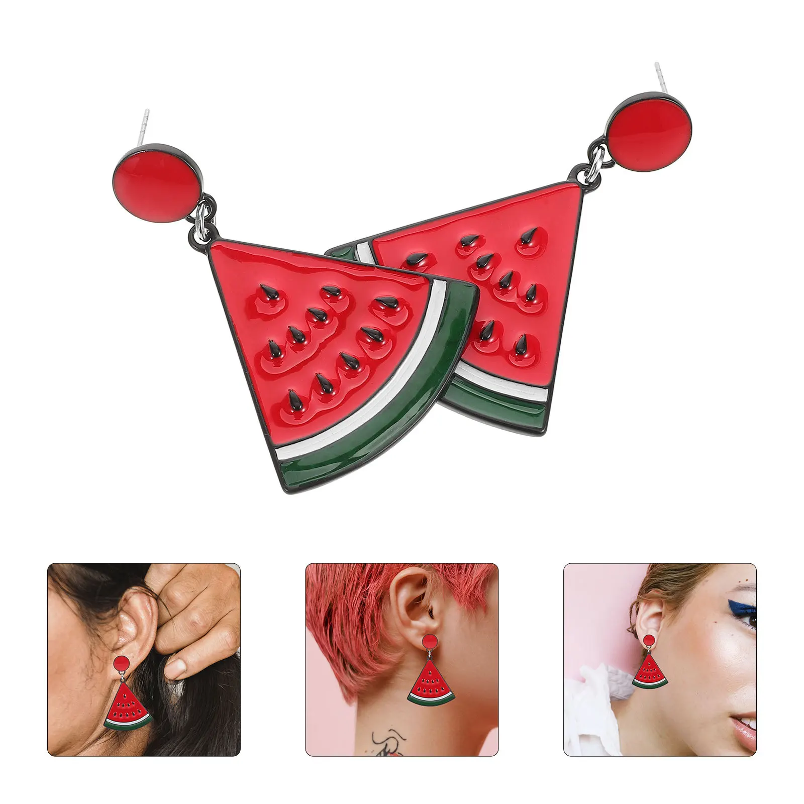 

1Pair Summer Watermelon Earrings Lightweight Comfortable Zinc Alloy Fruit Jewelry Party Daily Wear Cute Fashion Women