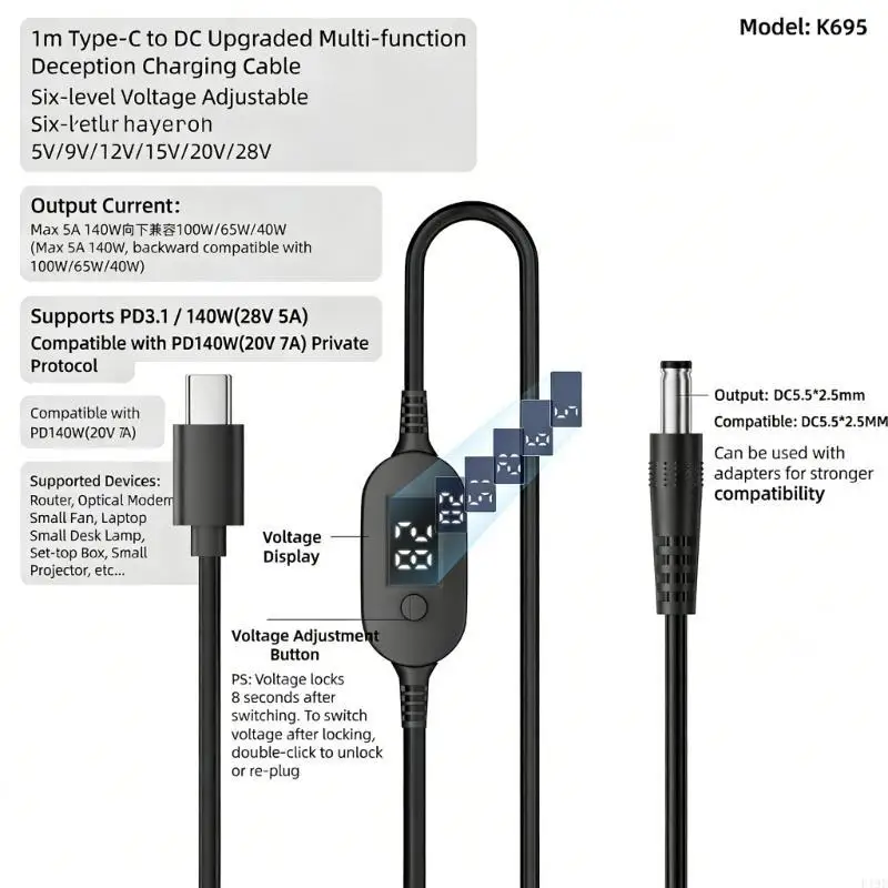 Type C To DC5525 Po…