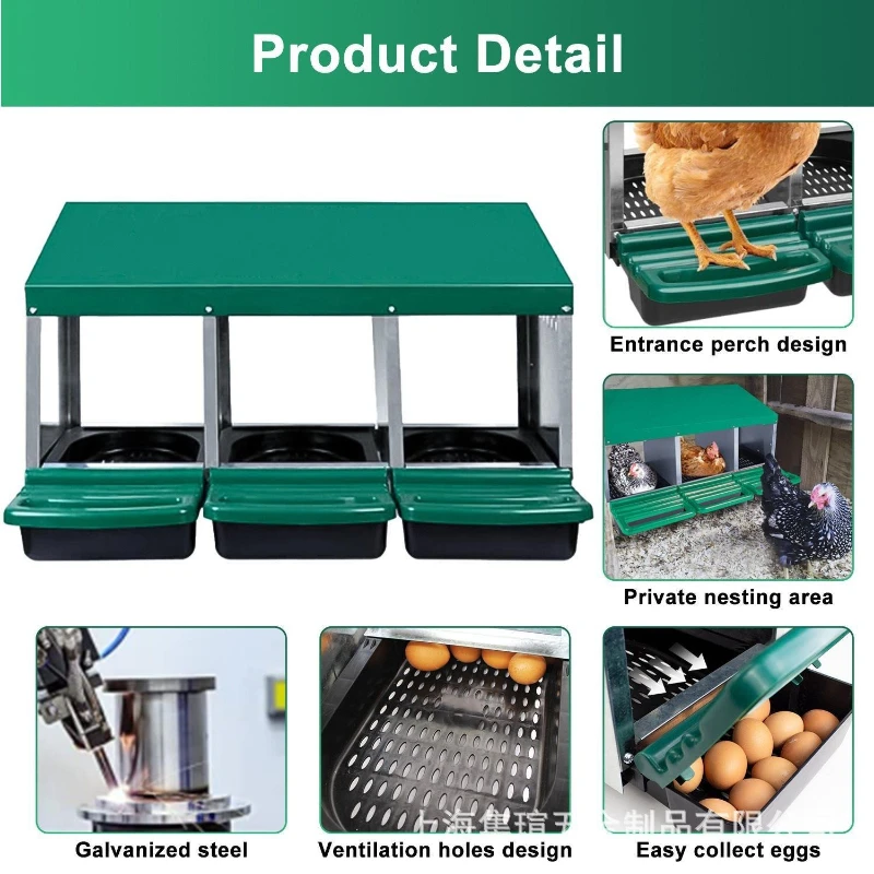 34‑Compartment Galvanized‑Steel‑Chicken‑Nesting‑Box Wall‑Mountable‑Floor‑Placed