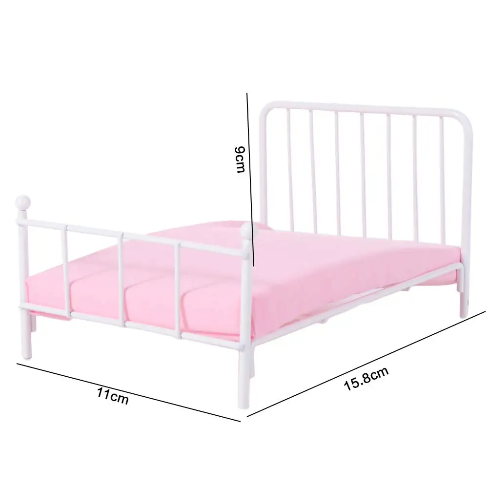 

1:12 Scale Dollhouse Bed Bedroom Scene Iron Frame Bed Furniture Single Bed Play House Mini Bed Model Dollhouse Accessories