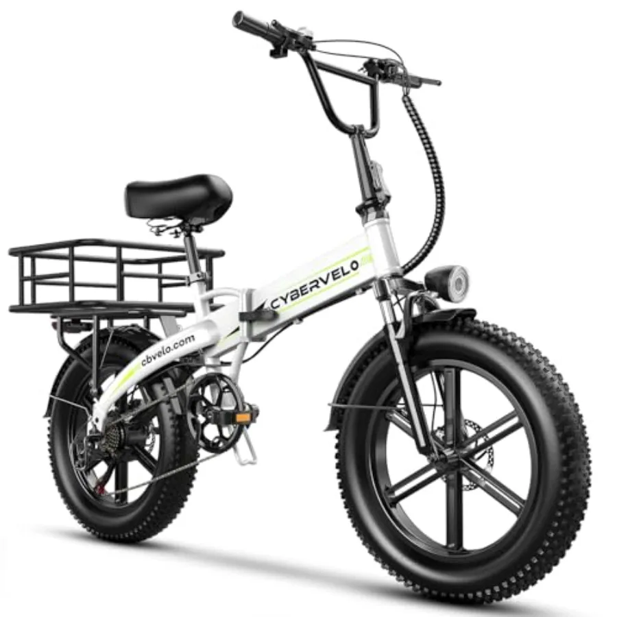 

1000W Folding Electric Bike 48V 20.8AH Large Removable Battery E-Bike 30+MPH 80 Miles Max Range 20 Fat Tire Electric Bike for A