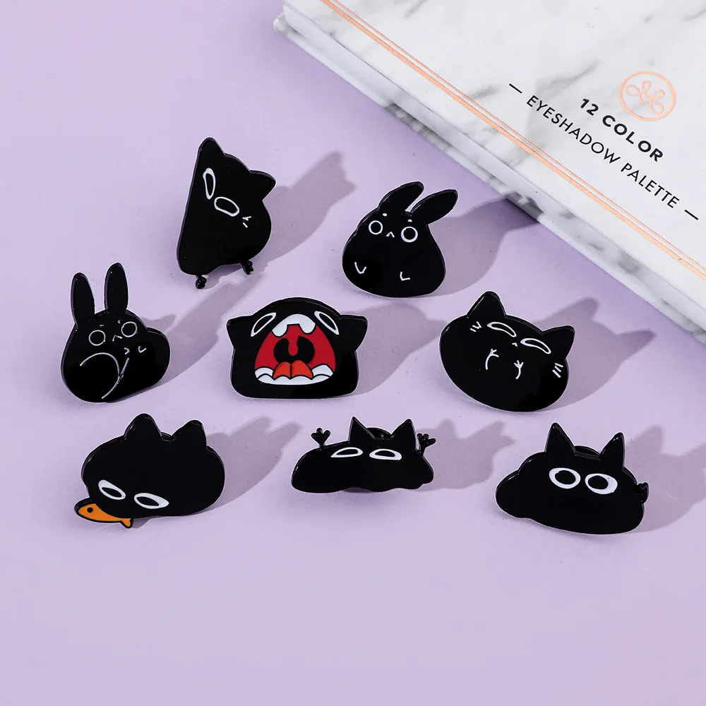 Fun animal series black dragon cat shaped brooch Simplicity fashion metal enamel badge clothing backpack pins decoration Jewelry