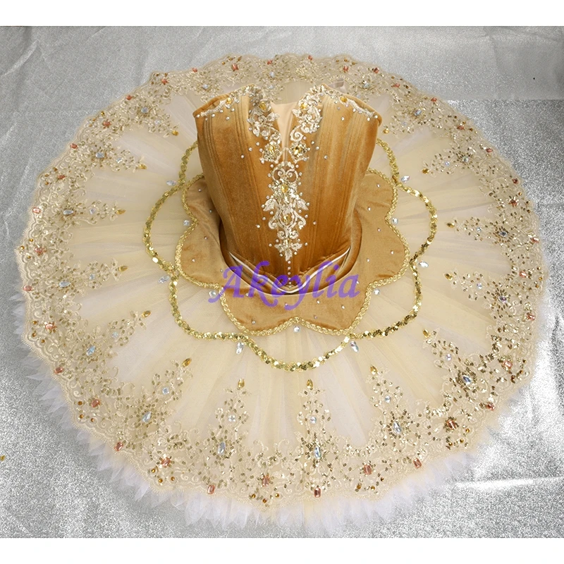 

Pale gold Ballet tutu professional Competition Girls Professional Pancake Tutu La Esmeralda Paquita Classical tutu customize