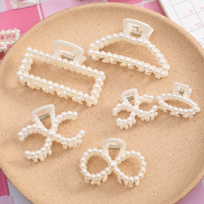 Xiaomi Elegant Pearls Beads Hairpin Fashion Geometric Hair Claw Barrettes Headwear Horsetail Hair Clips Hair Crab Accessories