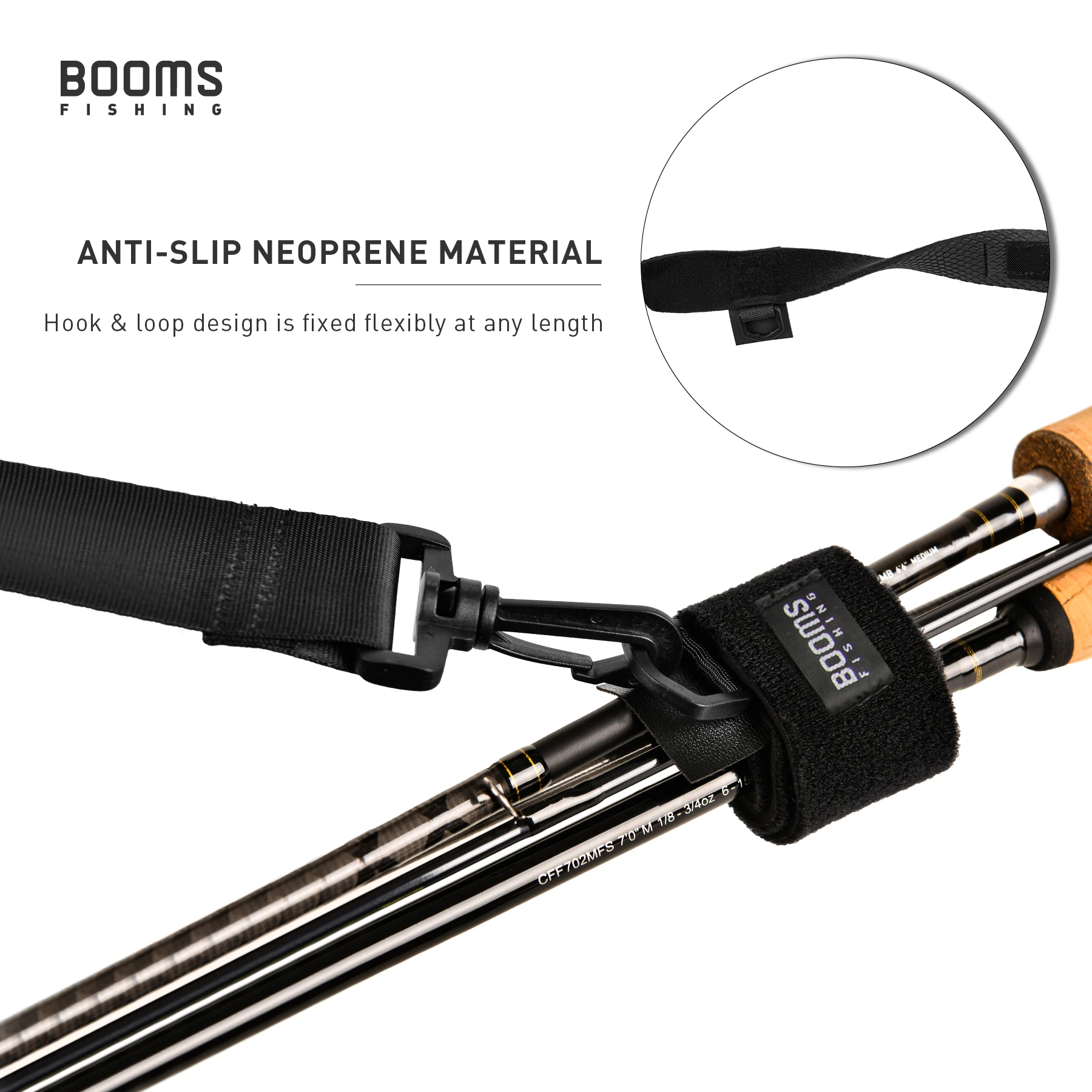 Booms Fishing RS4 Rod Carry Strap Sling Shoulder Belt Black Fishing tool accessories