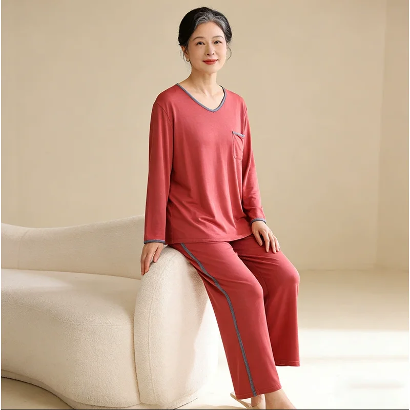 

Весенне-летние женские повседневные пижамные комплекты, удобные пижамные комплекты для женщин, женская одежда для сна из бамбукового волокна, домашняя одежда с длинными рукавами