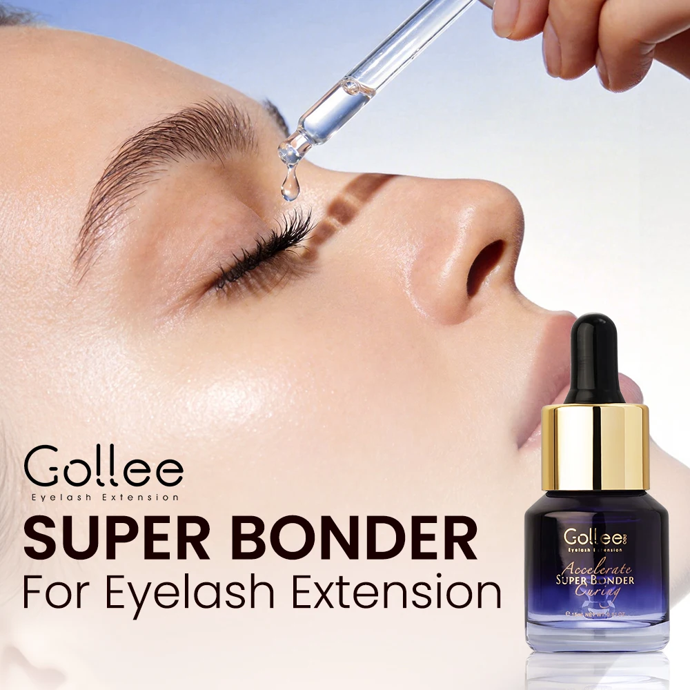 Gollee Eyelash Extensions Glue 15ml Lash Cleansing Primer Super Bonding Lasting Accelerated Curing Lash Extension Primer Makeup
