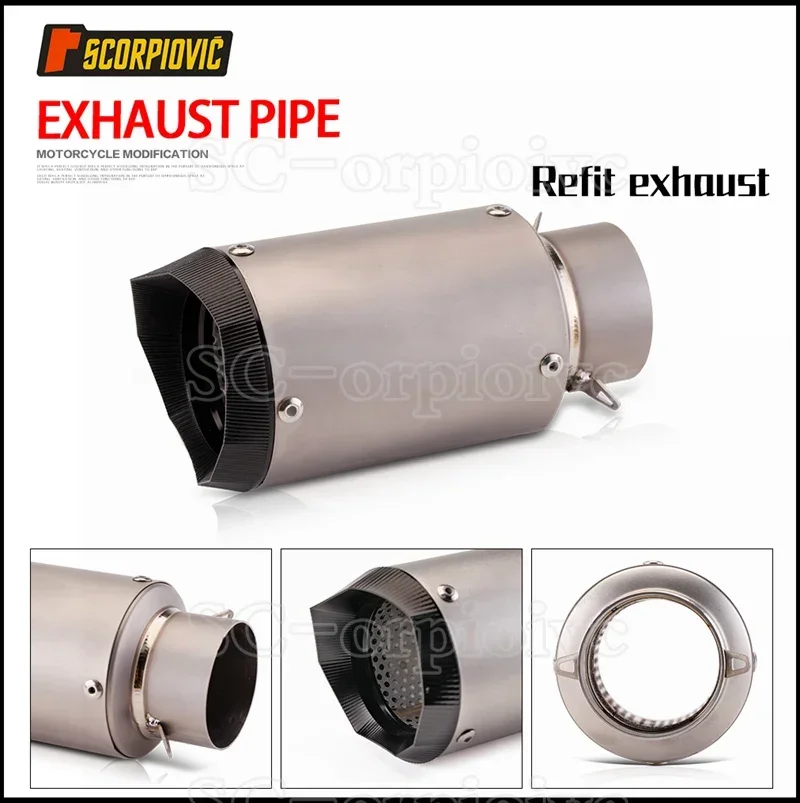 

61mm Universal Motorcycle Exhaust Titanium Alloy Muffler Exhaust Escape Moto Pipe Tail For Z900 GSXR1000 CBR1000RR S1000RR RSV4