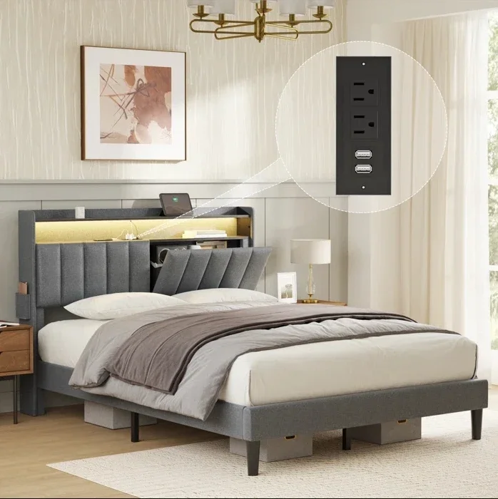 

Furniture Modern Luxurious Double King-Size Bunk Bed Smart Leather Massage Multi-Functional Solid Wood Bedroom Set Home