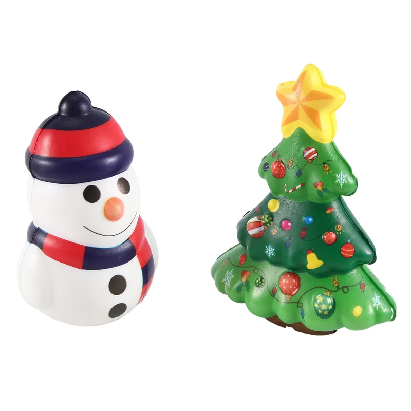 A63T-4 Piece Squishy Anti Stress Reliever Santa Claus Reindeer PU Christmas Gift Slow Rebound Antistress Squeeze