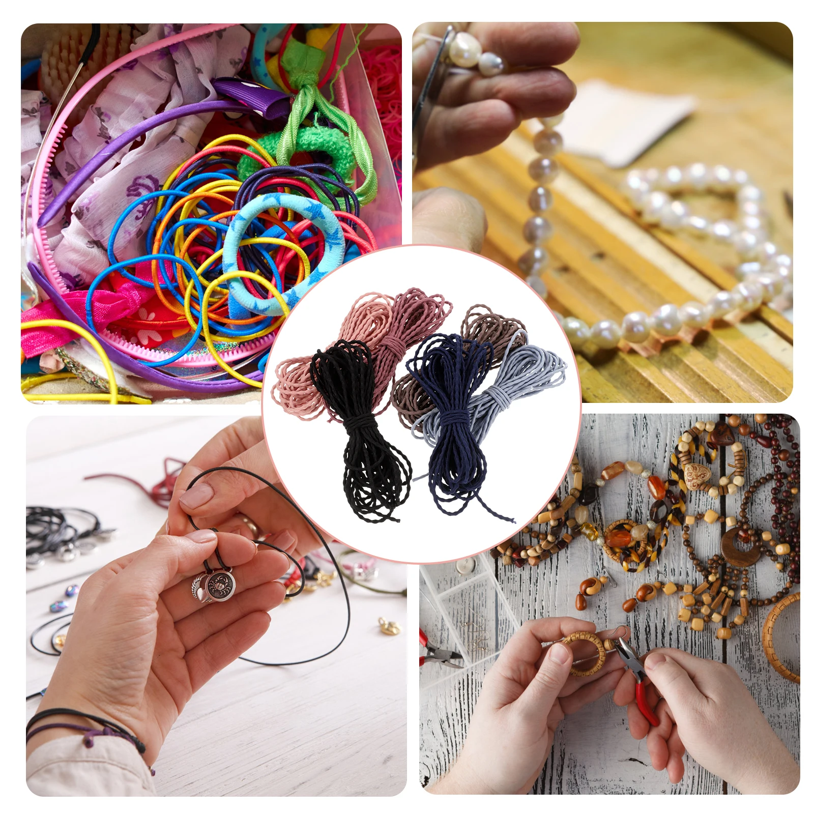 

6 Pcs Hair Stretchy String for DIY Stretchy String Jewelry Making Elastic Thread Safe Skin Friendly Beading Cord