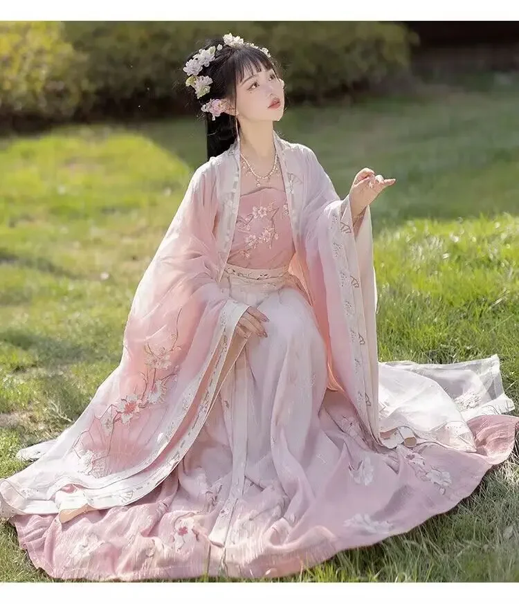 

Высококачественное розовое платье ханьфу 2025, женское традиционное китайское винтажное карнавальное платье на Хэллоуин, летний костюм ханьфу больших размеров