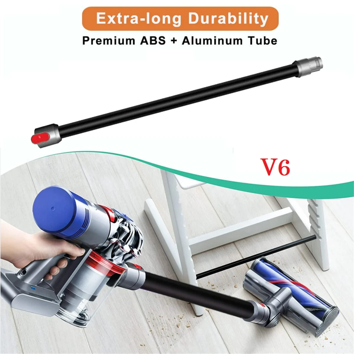 Quick Release Wand for Dyson V6/DC58/DC59/DC61/DC62/DC74 Vacuums Attachment Extension Tube Stick Vacuum Cleaners Black_ABLE