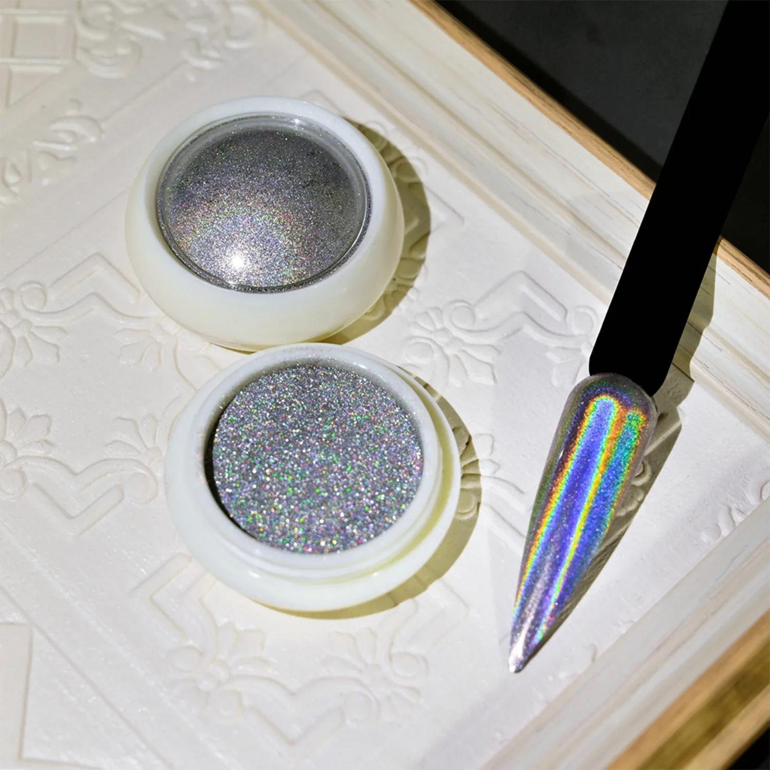 Pó de unha laser cromado, 6 cores, espelho holográfico, pigmento de glitter, prata/ouro, poeira, esmalte em gel, suprimentos, pó cromado