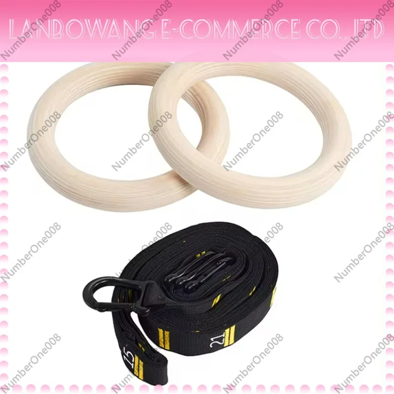 Solid Birch Wood Gymnastic Rings Fitness Pull Up Rings Set for Indoor Gym Home Exercise Bodyweight Training Calisthenics