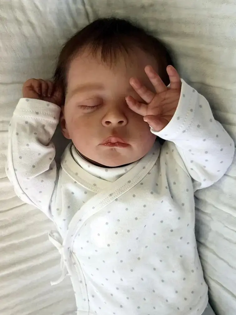 Silicone Vinyl Doll 46CM Painted Newborn Baby Doll With Rooted Hair For Kid's Christmas Gift Muñecas Reborn Closed Eyes Toy Doll