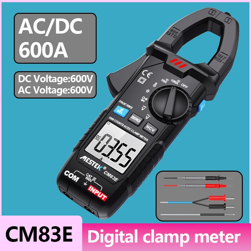 Clamp Meter Digital Multimeter DC/AC Current 6000 Counts Car Amp Hz Capacitance NCV Temperature Ammeter Voltage Ohm Tester CM83E