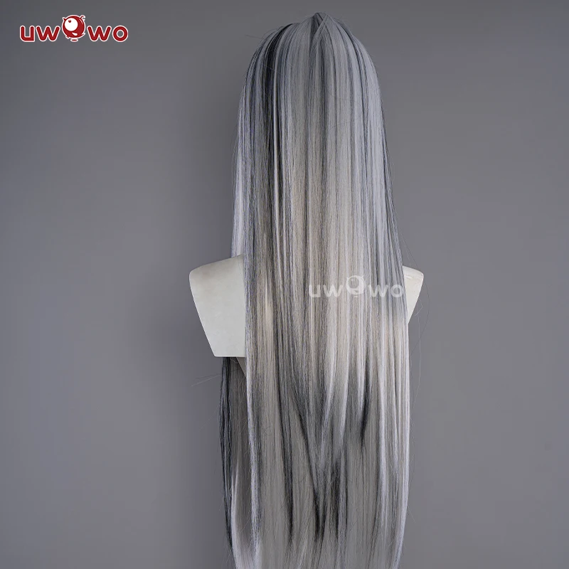 UWOWO Monster High Cosplay Frankie Stein 1 Cosplay Wig Black Silver 90CM Long Hair Heat Resistant