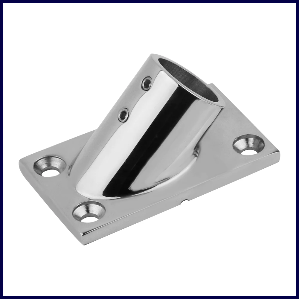 45° Boat 316 Stainless Steel 22/25mm Rectangular Base Tube Pipe Base Marine Fitting Handrail Accessories Boat Hardware