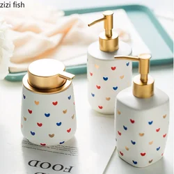 Heart-shaped Ceramic Lotion Bottle Soap Bottles Hand Sanitizer Bottle Shower Gel Shampoo Bottles Bathroom Soap Dispenser