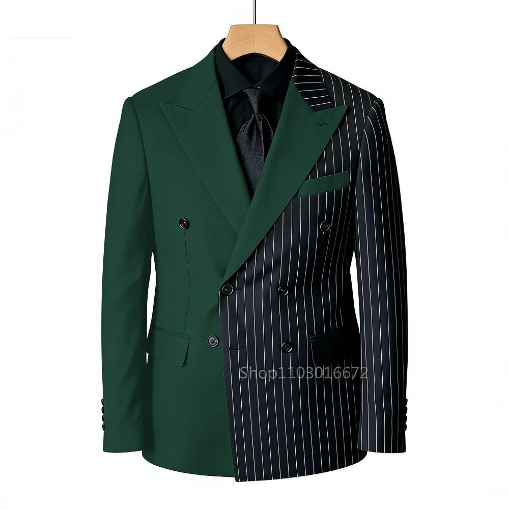 

Men's Slim Fit 2-Piece Tuxedo Set Wedding Groomsmen Smoking Suit with Peak Lapel Double Breasted Blazer And Pants for Dance Prom