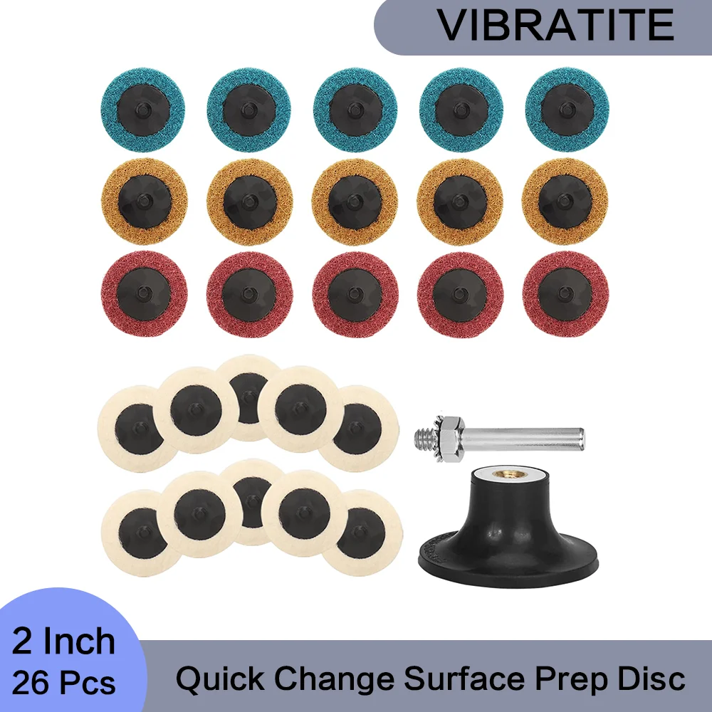 

Quick Change Surface Prep Disc 2 Inch Nylon Sanding Discs 26 Pcs Quality Sanding Grains for Polishing Wood Alloys Plastic