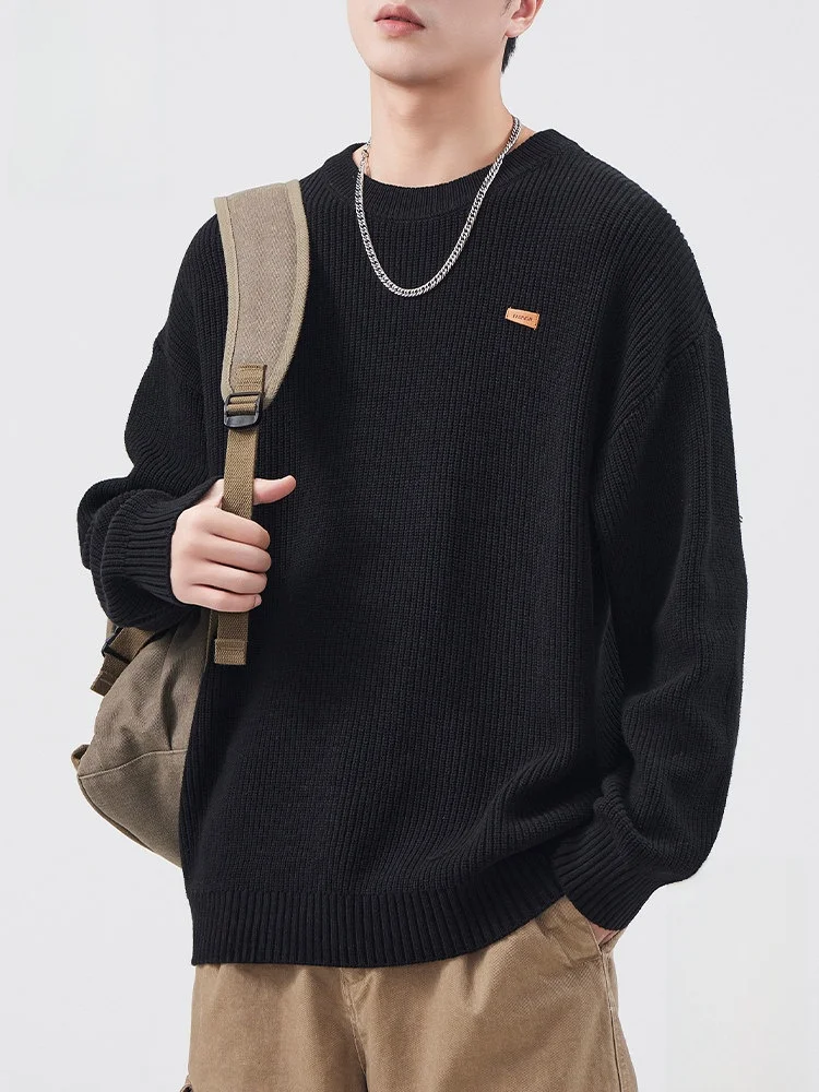 

PaulFrank Bla Knitted Sweater Men's Loose Fit Warm Casual Sle Cotton Blend Fabric Long Sve round Ne Monkey Pattern