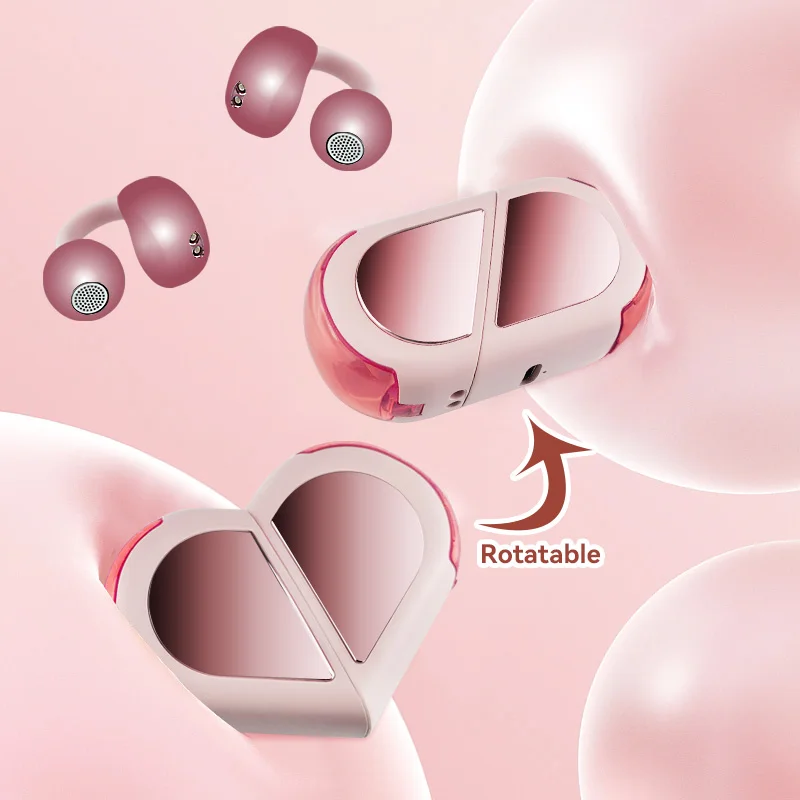 K521 Rotatable Love Heart Shaped Charging Case Low Latency Headphones NEW  Wireless Stereo Earbuds Earphone For Phone Tablet